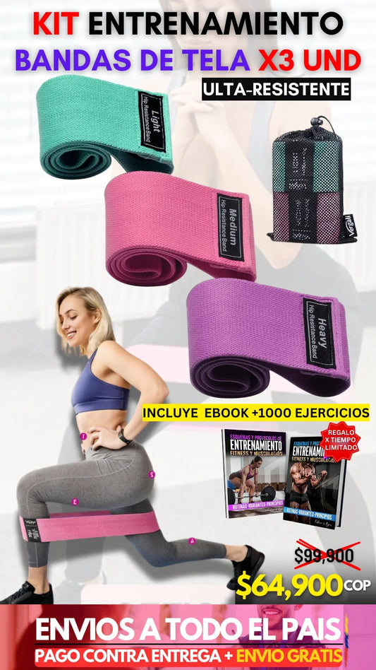 Bandas de resistencia para piernas y glúteos x3